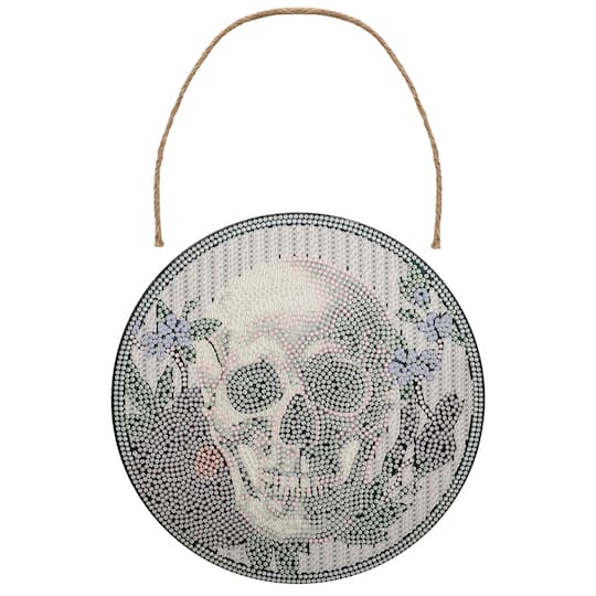 8" Floral Skull Round Wood Plaque Diamond Art Kit by Make Market®